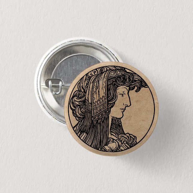 Schöne Art Nouveau-Taste Button (Vorne & Hinten)