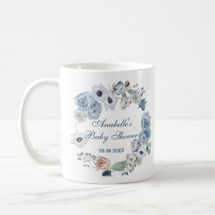 Schöne Ash Blue Floral Baby Dusche Kaffeetasse