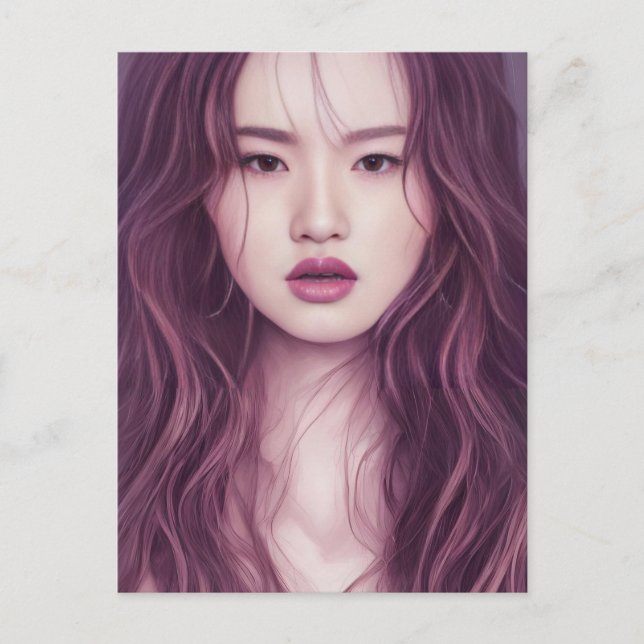 Schöne asiatische Frau Postkarte (Vorderseite)