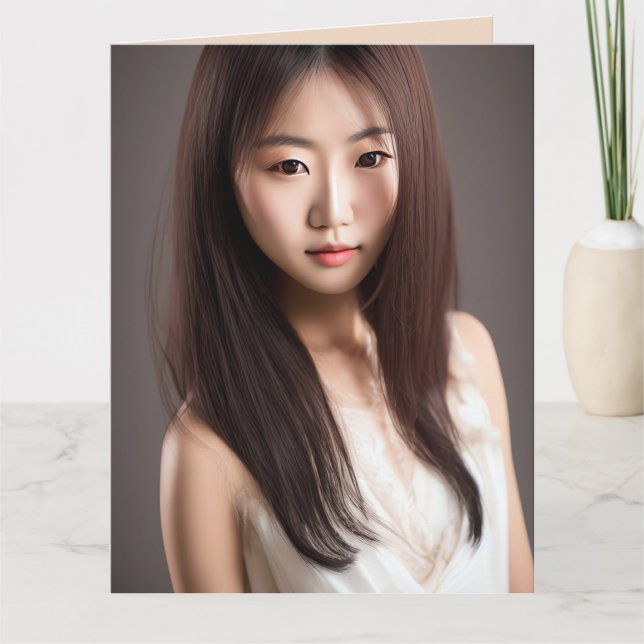 SCHÖNE ASIATISCHE MÄDCHEN GEBURTSTAGSKARTEN KARTE (Vorderseite)