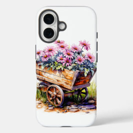 Schöne Aster-Blume in einem Radfass iPhone 16 Hülle
