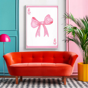 Schöne Ästhetik Spielkarte mit rosa Schleife Poster