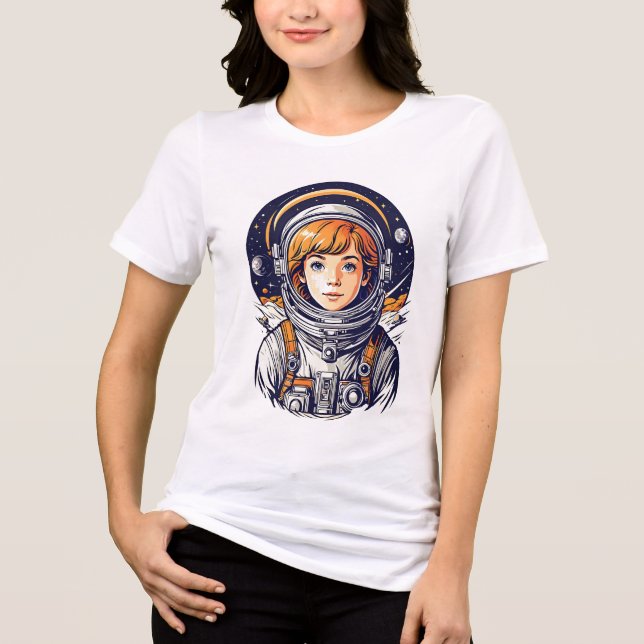 Schöne Astronautin im Weltraum Tri-Blend Shirt (Vorderseite)