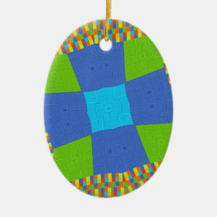 Schöne atemberaubende grüne blaue cyan Kunst Druck Keramikornament