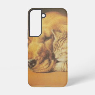 Schöne atemberaubende Katze und Hund kuschelnd Kun Samsung Galaxy Hülle
