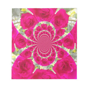 Schöne atemberaubende rote Rosen Kaleidoskop-Muste Notizblock