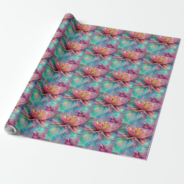 Schöne ätherische Whimsical Lotus Blume Geschenkpapier (Ungerollt)