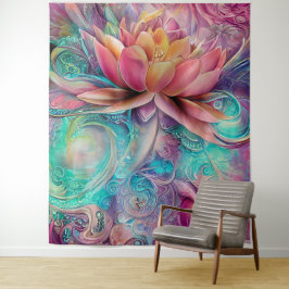 Schöne ätherische Whimsical Lotus Blume Wandteppich