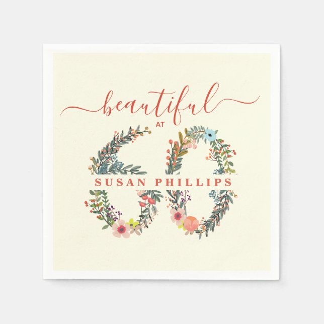 Schöne auf 60 Geburtstagsparty Napkins Serviette (Vorderseite)