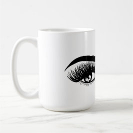Schöne Augen Lash Verlängerung Leinen Wimpern Frau Kaffeetasse