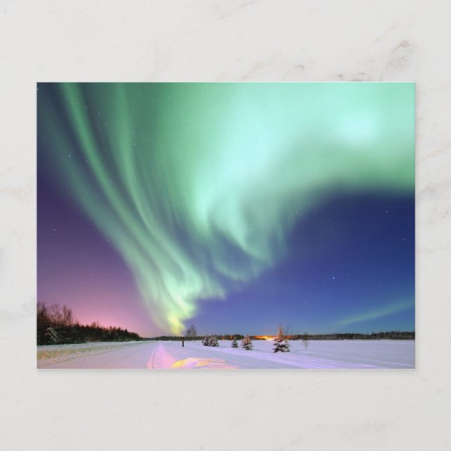 Schöne Aurora Borealis Alaska Winter Postkarte (Vorderseite)