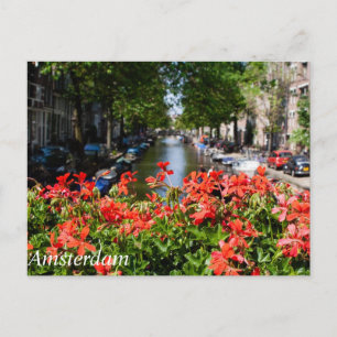 Schöne Aussicht auf den Kanal von Amsterdam Postca Postkarte