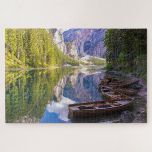 Schöne Aussicht auf den Pragser See Puzzle