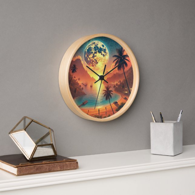 schöne Aussicht auf den Strand Uhr (Büro)