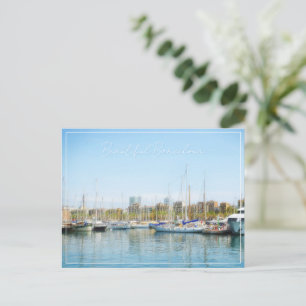 Schöne Aussicht auf die Marina in Spanien Feiertagspostkarte