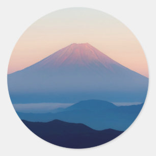 Schöne Aussicht auf Fuji, Japan, Sonnenaufgang Runder Aufkleber