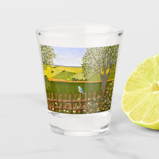 Schöne Aussicht Weiß Schnapsglas (Vorderseite)