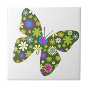 Schöne Aziza Butterfly Whimsy Blüten Fliese