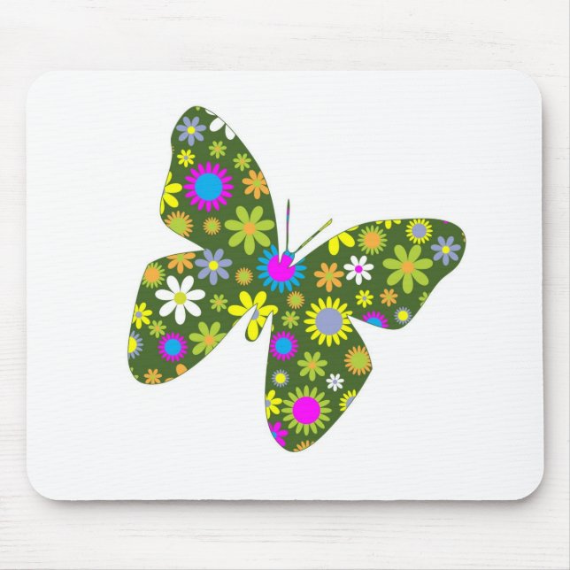 Schöne Aziza Butterfly Whimsy Blüten Mousepad (Vorne)