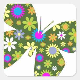 Schöne Aziza-Schmetterlingsflügel-Launen-Blüten Quadratischer Aufkleber