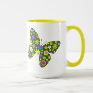 Schöne Aziza Schmetterlingsflügel Launen Blüten Tasse