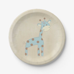 Schöne Baby-Blau-Giraffe Pappteller