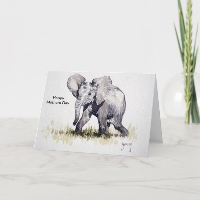 Schöne Baby Elephant Mothers Day Card Karte (Vorderseite)
