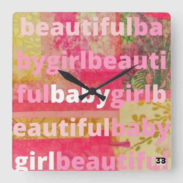 Schöne Baby Girl Collection Quadratische Wanduhr (Vorderseite)