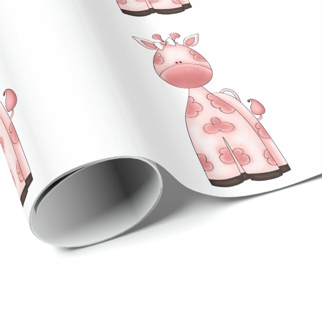 Schöne Baby-Rosa-Giraffe Geschenkpapier (Rolleneckpunkt)