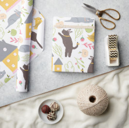 Schöne Babydusche für Welpen und Vögel Geschenkpapier