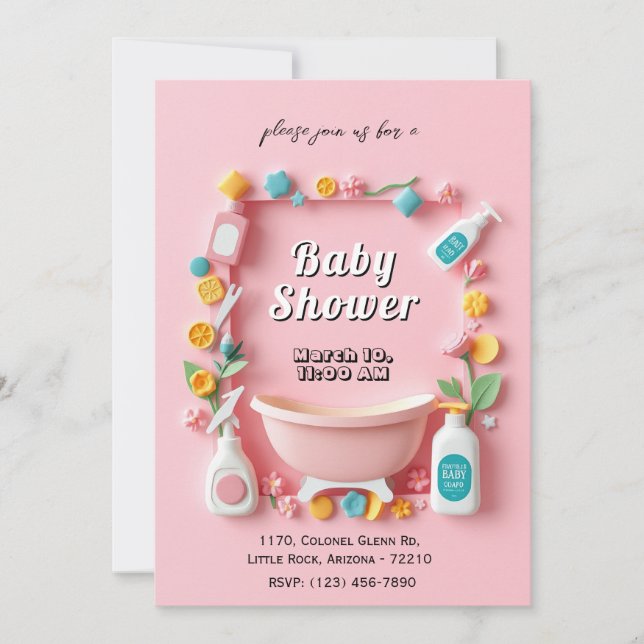 Schöne Babyduschkarte mit Babynahrung Einladung (Vorderseite)