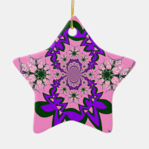 Schöne Babyrosa Florale Violettschattierungs-Motiv Keramik Ornament
