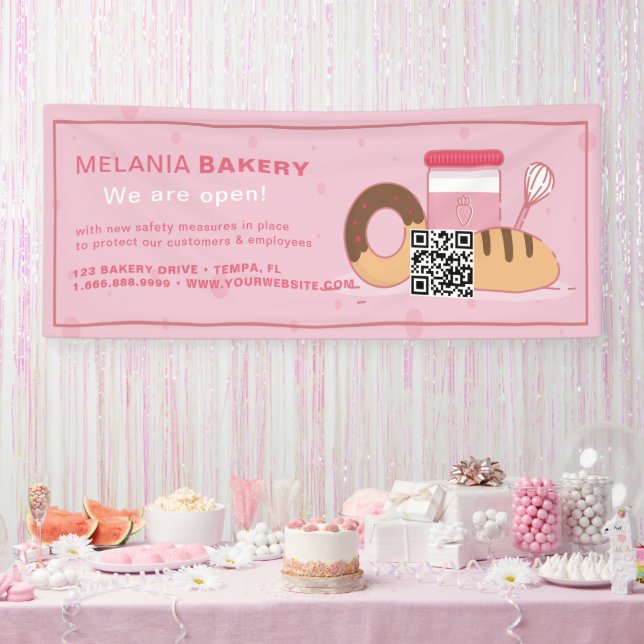 Schöne Bäckereibanner mit QR-Code || Banner (Party)