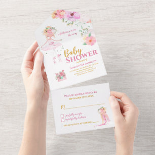 Schöne Ballerina Es ist eine Girl Baby Dusche All In One Einladung