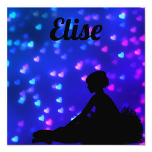 Schöne Ballerina mit schwimmenden Herzen Fotodruck