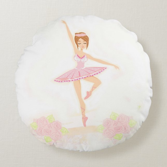 Schöne Ballerina runde Kissen (Vorderseite)