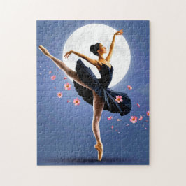 Schöne Ballerina Tanz beim Mondlicht Puzzle