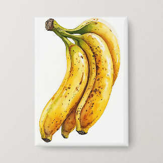 Schöne Bananen-Wasserfarben-Kunst Button