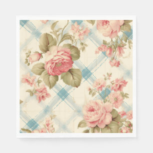 Schöne Bauernhaus-Rosa Rosen im Landhausstil Serviette