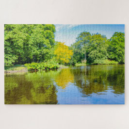 Schöne Baumreflektionen auf Wasser, Niederlande Puzzle