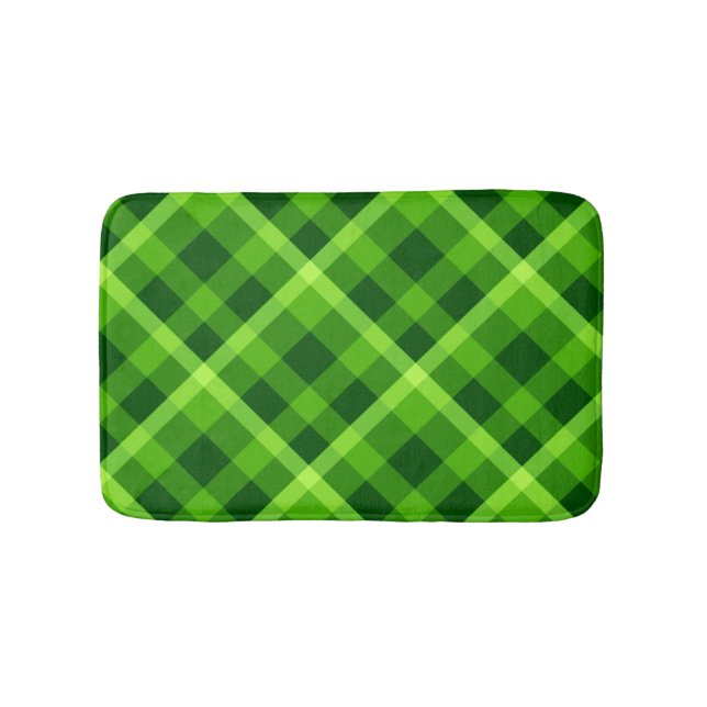 Schöne Baumwipfel Grün Kariert kleine Badematte (Vorderseite)
