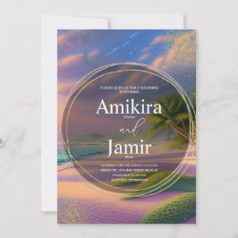 Schöne Beach Background Glitzer Gold Wedding Einladung