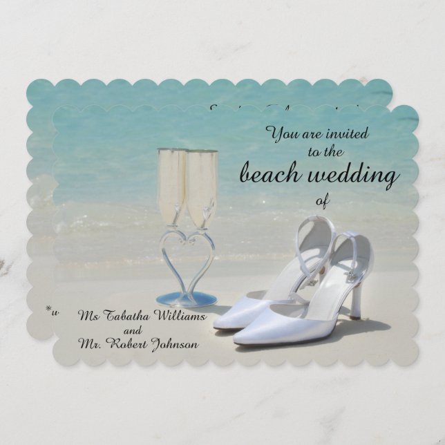 Schöne Beach Hochzeit Einladung (Vorne/Hinten)