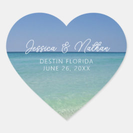 Schöne Beach Horizon Personalisierte Hochzeit Herz-Aufkleber