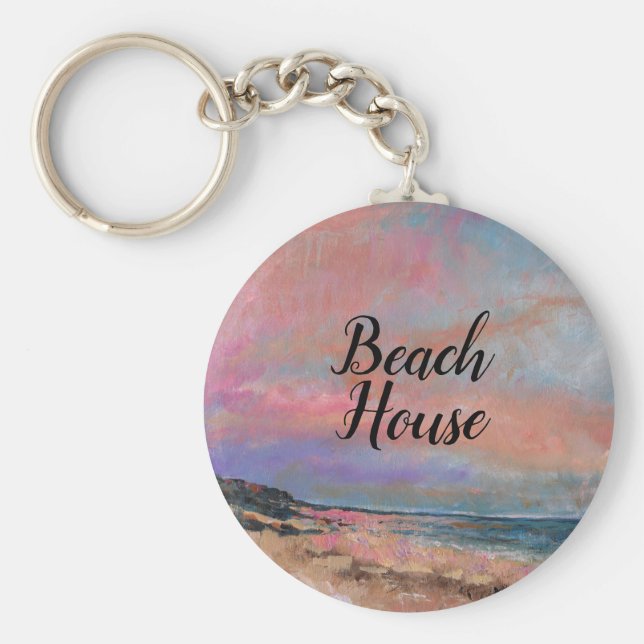 Schöne Beach House Art Key Chain Schlüsselanhänger (Vorne)