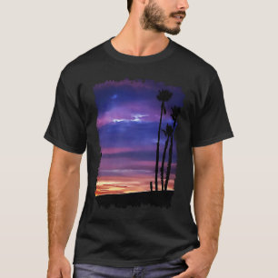 Schöne Beach Szene California Ocean Sunset Palm T-Shirt