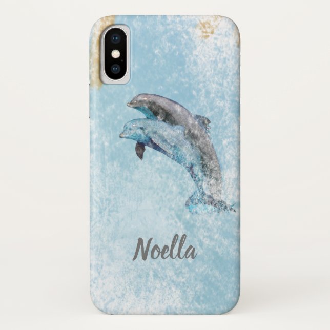 Schöne Beach Theme Jumping Dolphins Art Case-Mate iPhone Hülle (Rückseite)