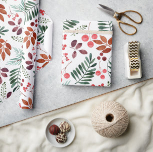 Schöne Beeren und Zweige Aquarell  Geschenkpapier