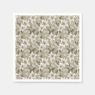Schöne beigefarbene Blumenmuster Serviette