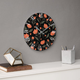 Schöne beliebte Vintage-Blumenkollektion Große Wanduhr